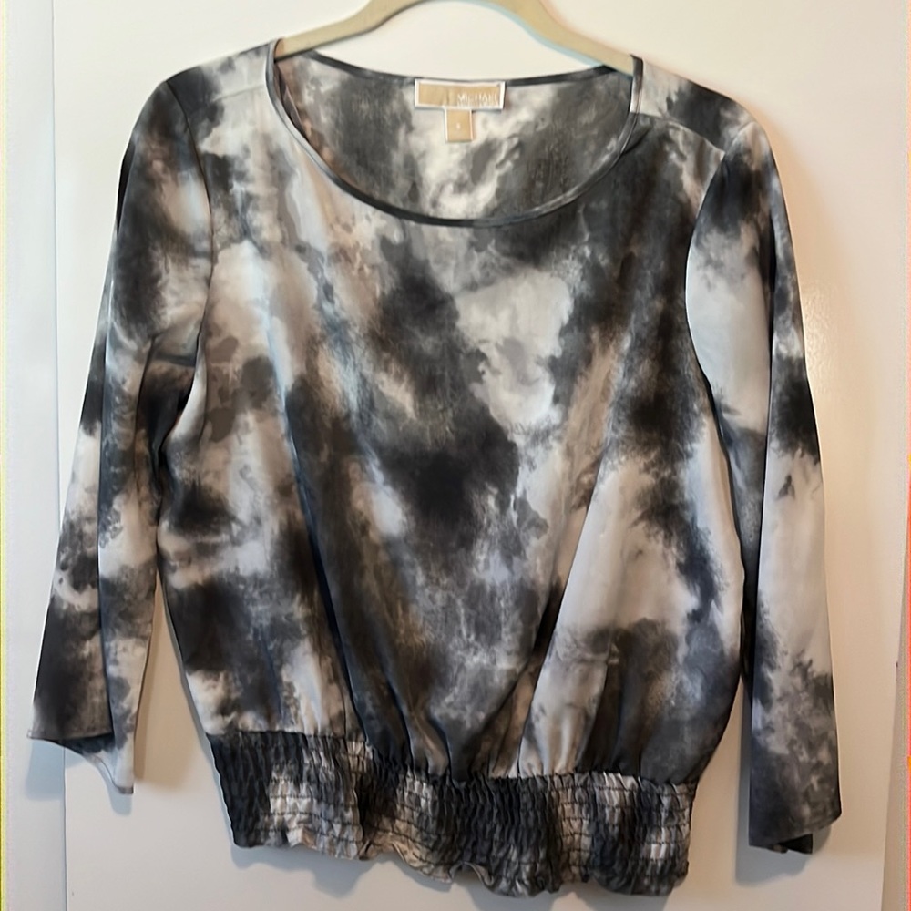 Michael Kors Women’s Sheer Blouse Black, Cream and Gray Size S - EUC